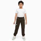 Boys' Dark Olive Green Cargo Fit Elastic Waist Trousers, ओलिव, small image number null