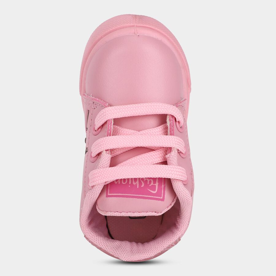 Girls Soft Baby Pink Lace-Up Casual Shoes, गुलाबी, large image number null