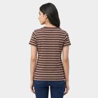 Women's Brown Round Neck Regular T-Shirt, Brown, small
