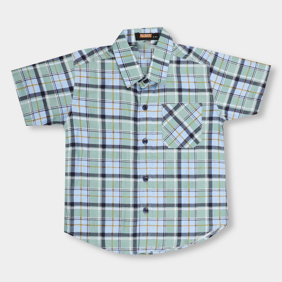 Boys' 100% Cotton Casual Shirt , हल्का हरा, large image number null
