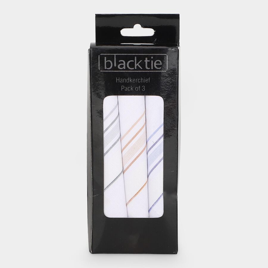 Men's White Solid Pack of 1 Handkerchief, सफ़ेद, large