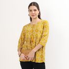 Women's Yellow Round Neck Geometric Printed Kurti, पीला, small image number null
