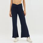 Women's Deep Navy Blue Solid Crossover Waist Pyjama, Navy Blue, small image number null