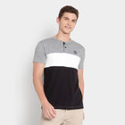 Cut & Sew Henley T-Shirt, Melange Mid Grey, small image number null