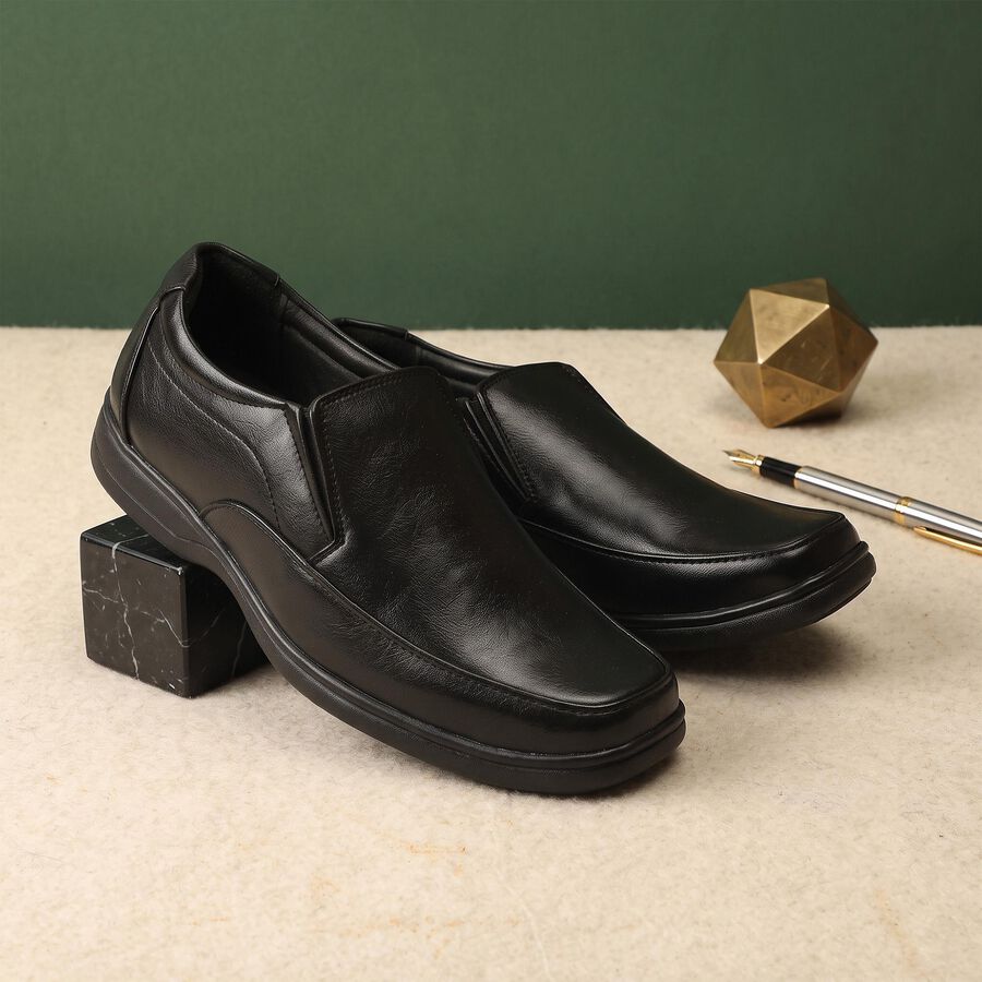 Men's Black Slip-On Loafer Formal Shoes, Black, large