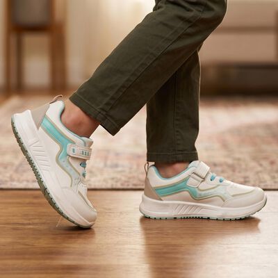 Girls White Velcro Strap Sneakers