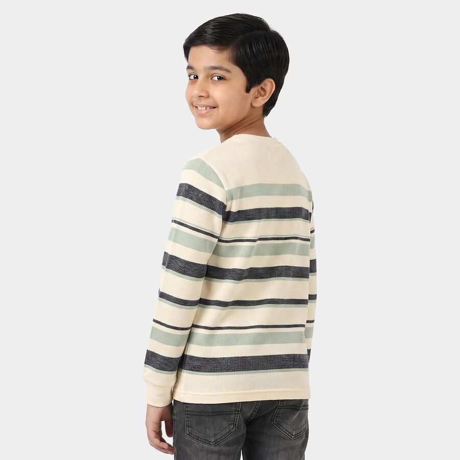 Boys' Light Green Round Neck Regular T-Shirt, Light Green, large