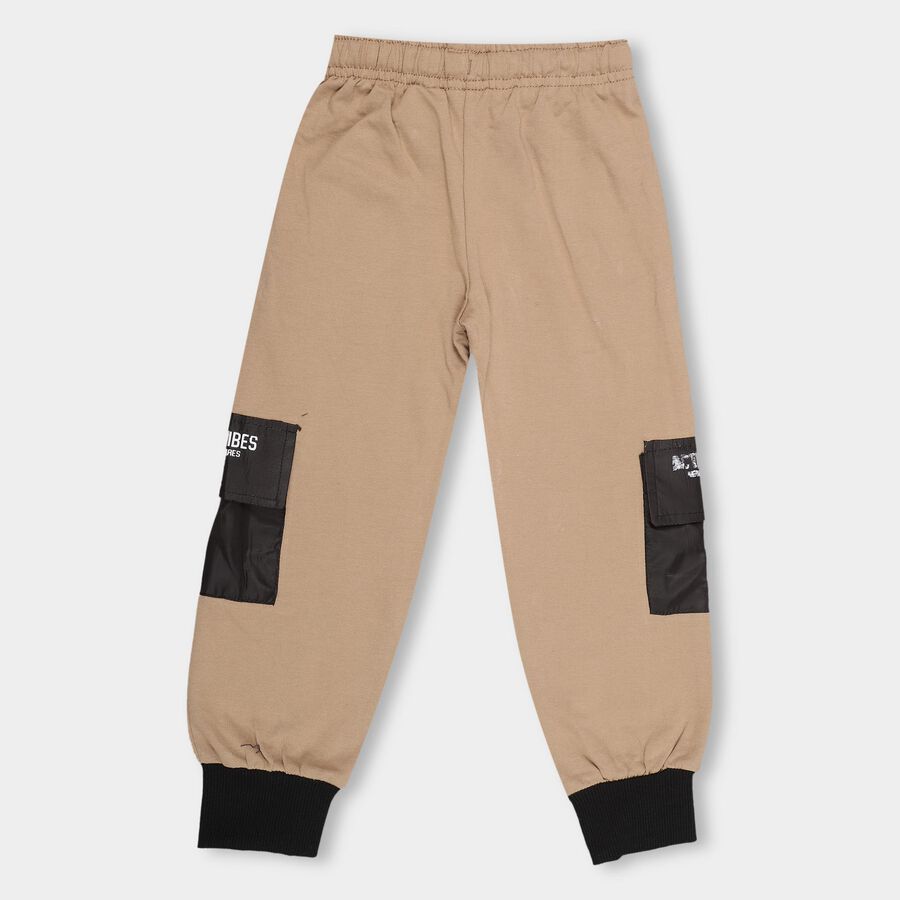 Boys' Muted Beige Jogger Pyjama With Side Pockets, Beige, large image number null