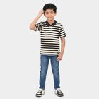Boys' Navy Blue Polo Neck Striped Polo T-Shirt, Navy Blue, small