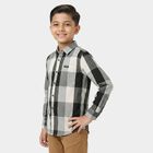 Boys' White Checked Regular Fit Casual Shirt, White, small