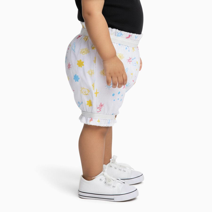 Infants Bright White Regular Fit Printed Bloomers, सफ़ेद, large image number null