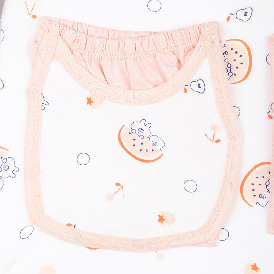 Infants Cotton Printed Baby Gift Set, Peach, large image number null