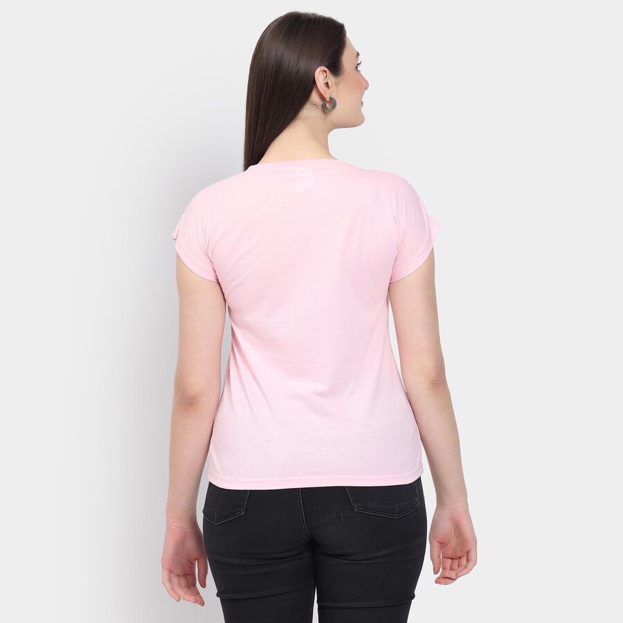 Ladies' Round Neck T-Shirt, Pink, large