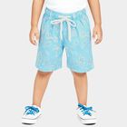 Boys' Blue Regular Fit Printed Bermuda Shorts, Light Blue, small