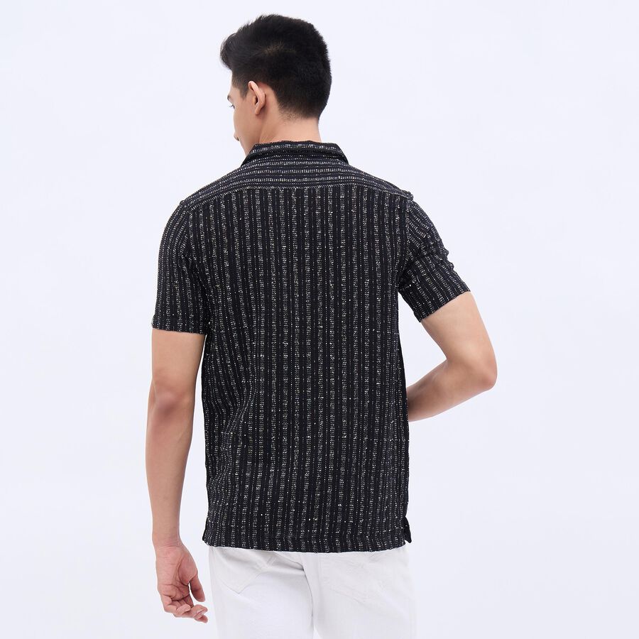 Men's Jet Black Regular Collar Casual Shirt, काला, large image number null