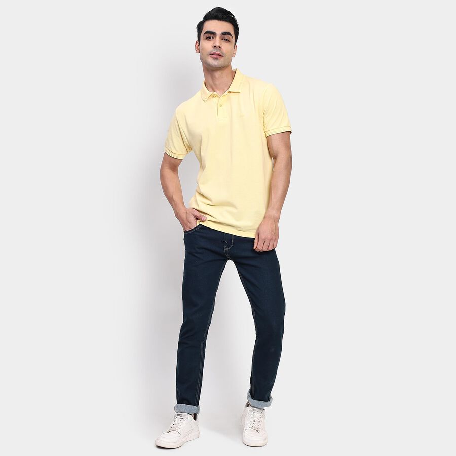 Men's Collared Half Sleeves T-Shirt, Yellow, large image number null