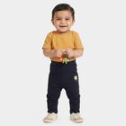 Infants' Navy Blue Straight Fit Graphic Printed Cotton Pyjama, नेवी ब्लू, small
