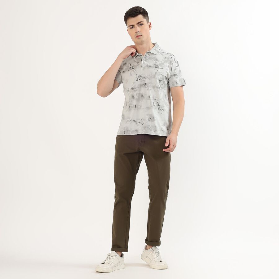 Men's 100% Cotton Slim Fit Casual Trousers, Olive, large