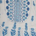 Girls' Bright White Cotton Embroidered Kurta and Pant Fusion Set, Light Blue, small image number null