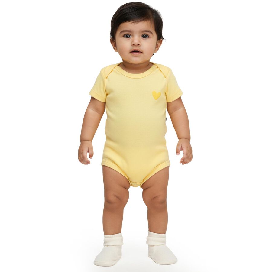 Infants Light Blue and Yellow Cotton Round Neck Casual Bodysuit, Light Green, large image number null