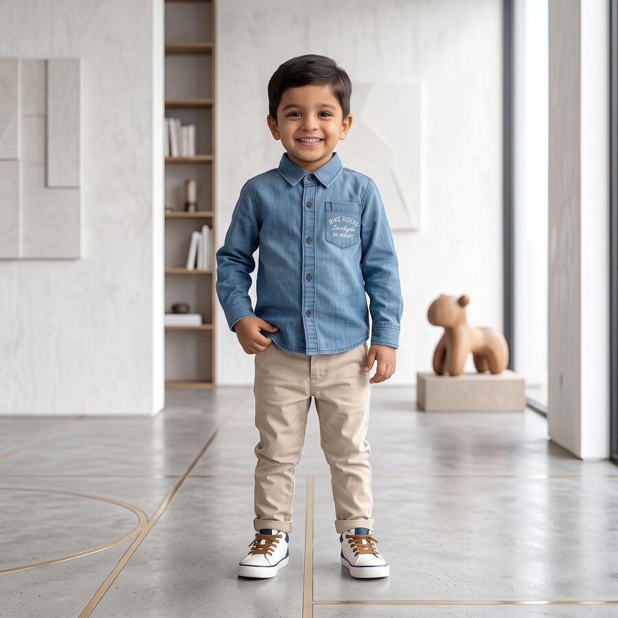 Boys Light Blue Casual Shirt, Light Blue, large