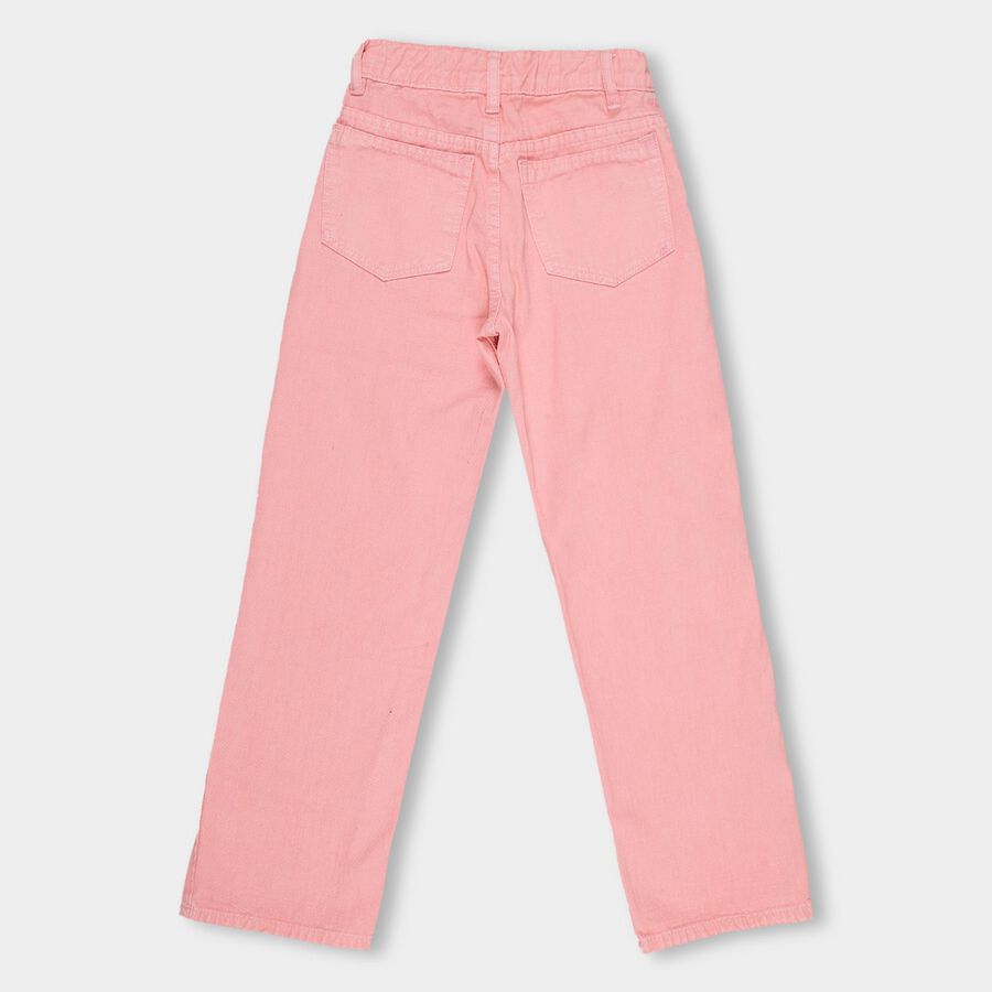 Girls' 100% Cotton Jeans , गुलाबी, large image number null