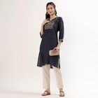 Women's Teal Notch Neck Floral Printed Kurta, टील ब्लू, small