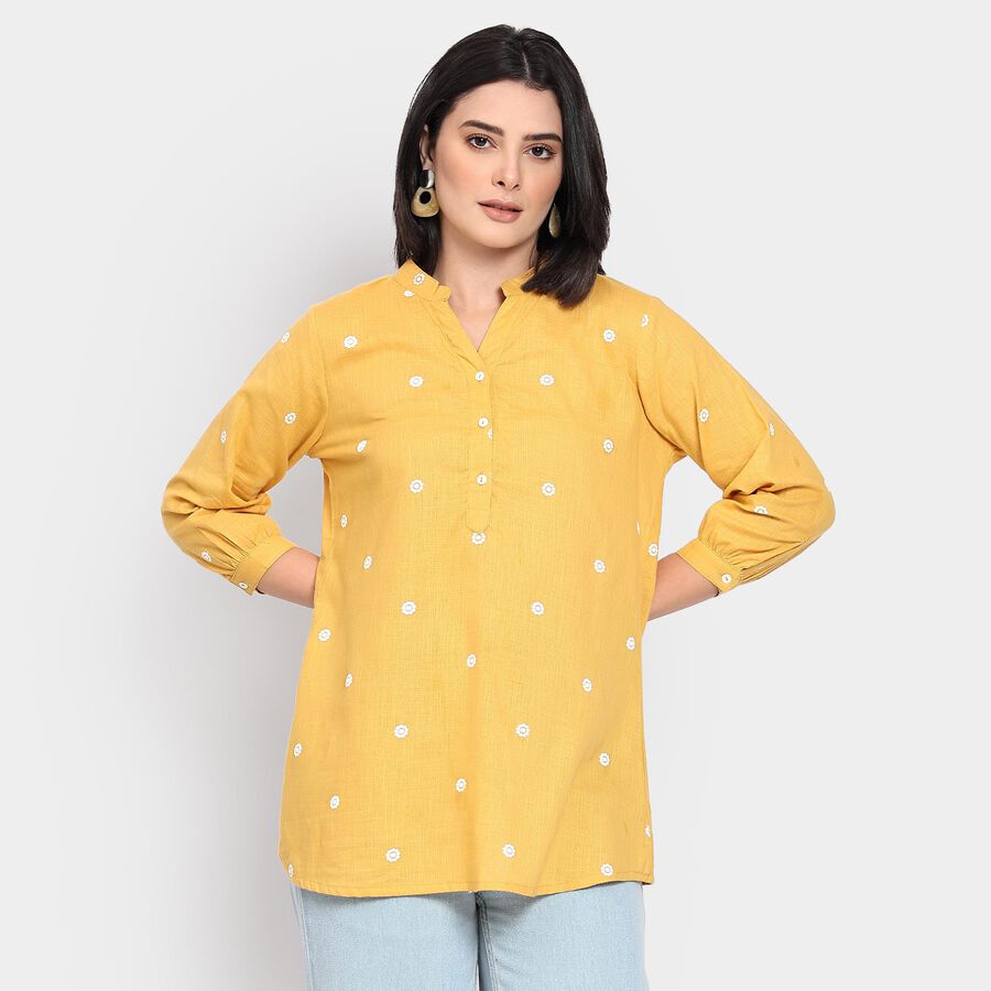 Ladies' 100% Cotton Kurti, पीला, large image number null