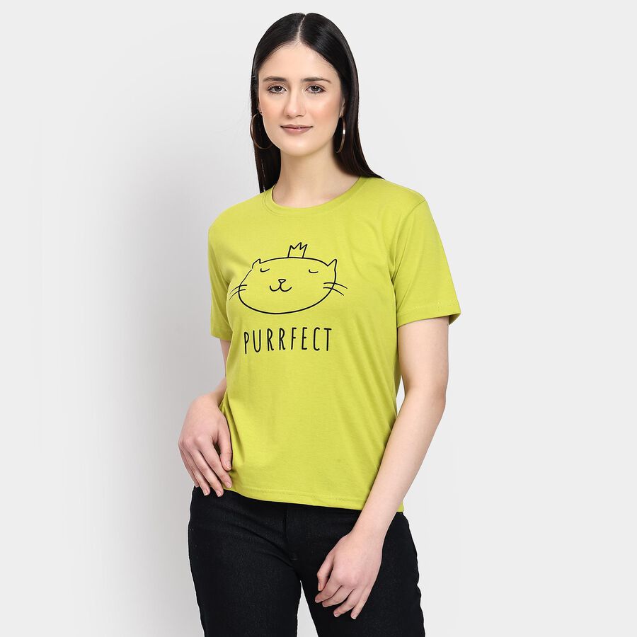 Ladies' Round Neck T-Shirt , Neon Green, large