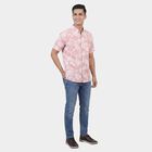 Men's Peach Cotton Spread Collar Classic Casual Shirt, Peach, small