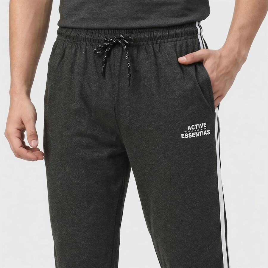 Men's Charcoal Regular Fit Side-Striped Track Pants, Charcoal, large