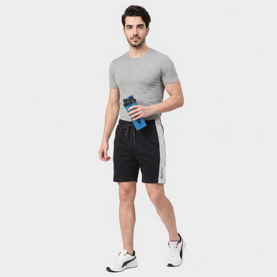 Men's Navy Blue Regular Fit Athletic Bermuda Shorts, नेवी ब्लू, large