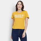 Ladies' 100% Cotton Round Neck T-Shirt, मस्टर्ड, small