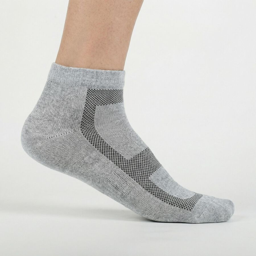 Men's Ankle Length Socks Pack of 3 ( White, Grey, Black ), काला, large