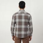 Men's Brown Cotton Spread Collar Casual Shirt, Brown, small