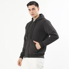Men's Dark Charcoal Grey Hooded Neck Casual Sweatshirt, Dark Grey, small image number null