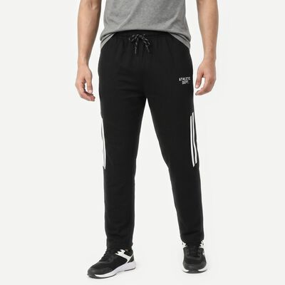 Men's Black Jogger Fit Side-Striped Track Pants