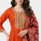 Women's Rust Embroidered Ethnic Set, Rust, small