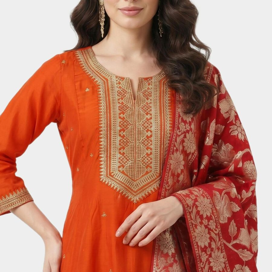 Women's Rust Embroidered Ethnic Set, Rust, large