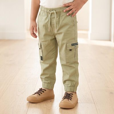 Boys' Light Green Regular Fit Cargo Trousers