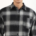 Men's Dusty Charcoal Black Cotton Spread Collar Casual Shirt, काला, small image number null