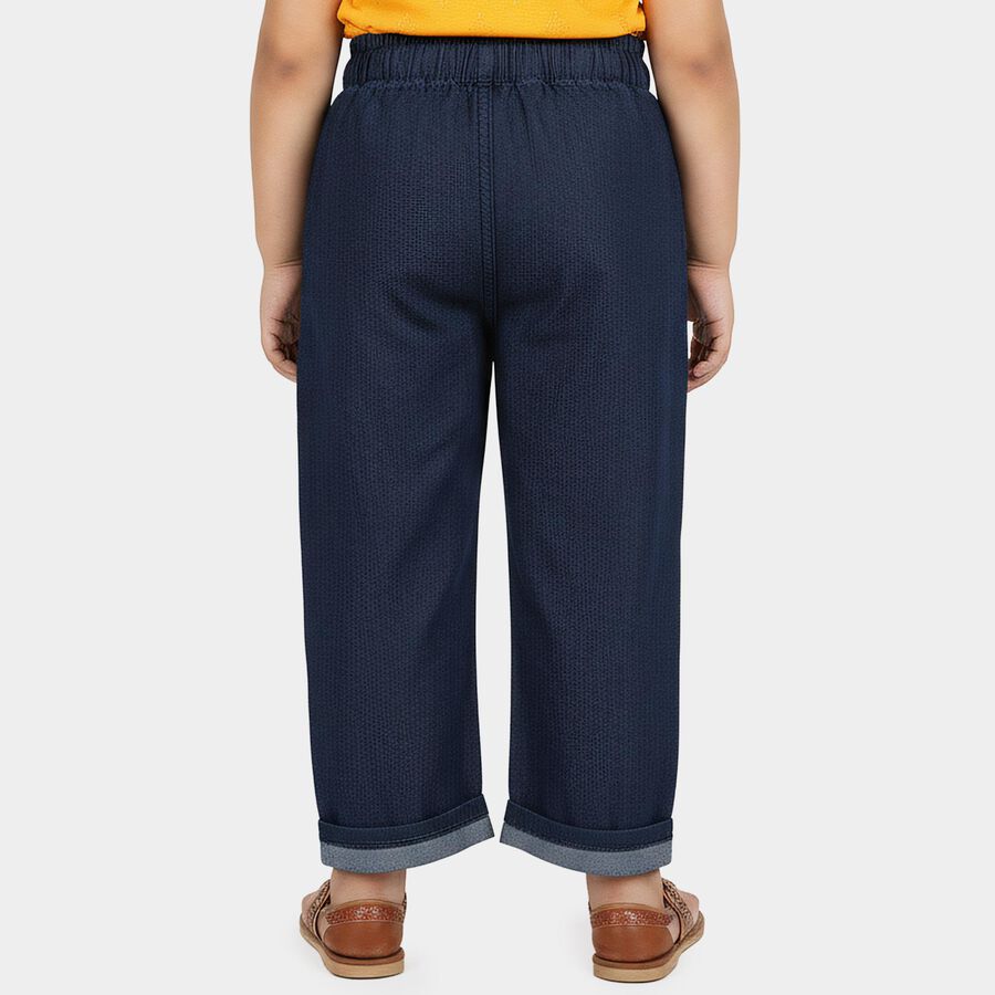 Girls' Navy Blue Regular Fit Pull-On Jeans, गहरा नीला, large