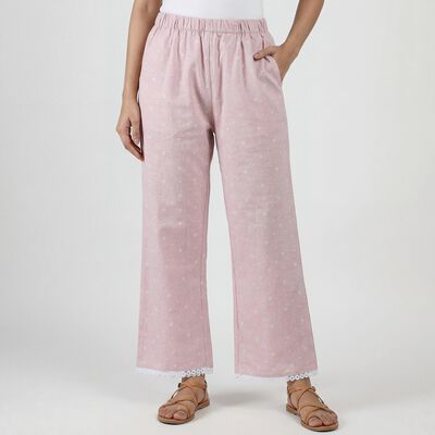 Women's Pink High-Waist Solid Palazzos