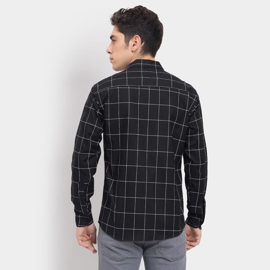 Men's 100% Cotton Casual Shirt , Black, large