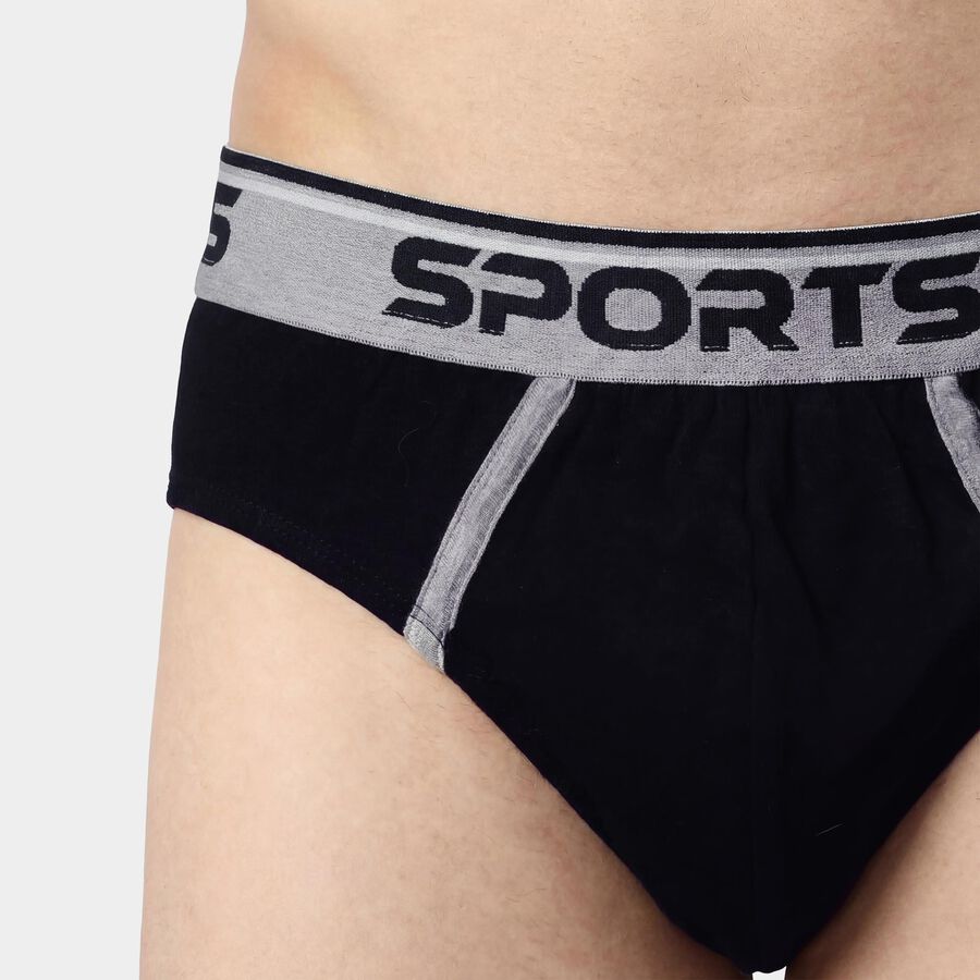 Men's Navy Blue Regular Fit Logo Waistband Briefs, नेवी ब्लू, large