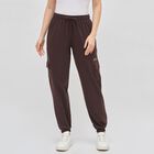 Women's Deep Chocolate Brown Relaxed Fit Cargo Track Pants, Brown, small