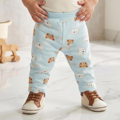 Infants' Light Blue Straight Fit Teddy Printed Pyjama
