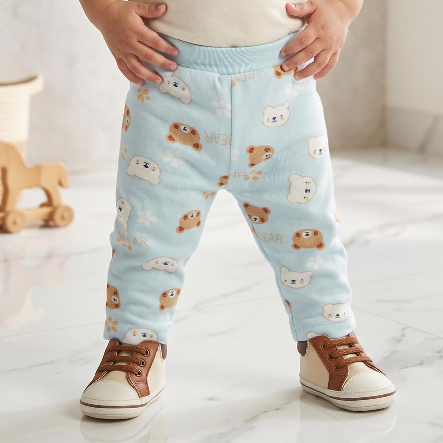 Infants' Light Blue Straight Fit Teddy Printed Pyjama, Light Blue, large