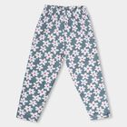 Girls' Muted Slate Blue Floral Printed Regular Fit Pyjama, Dark Grey, small image number null