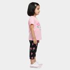 Girls Lilac Round Neck Casual Top And Capri Set, लाइलेक, small